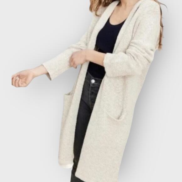 Jenni Kayne XS Oatmeal Cotton Linen Long Hooded Cardigan Cozy Everyday Luxe - Picture 2 of 8